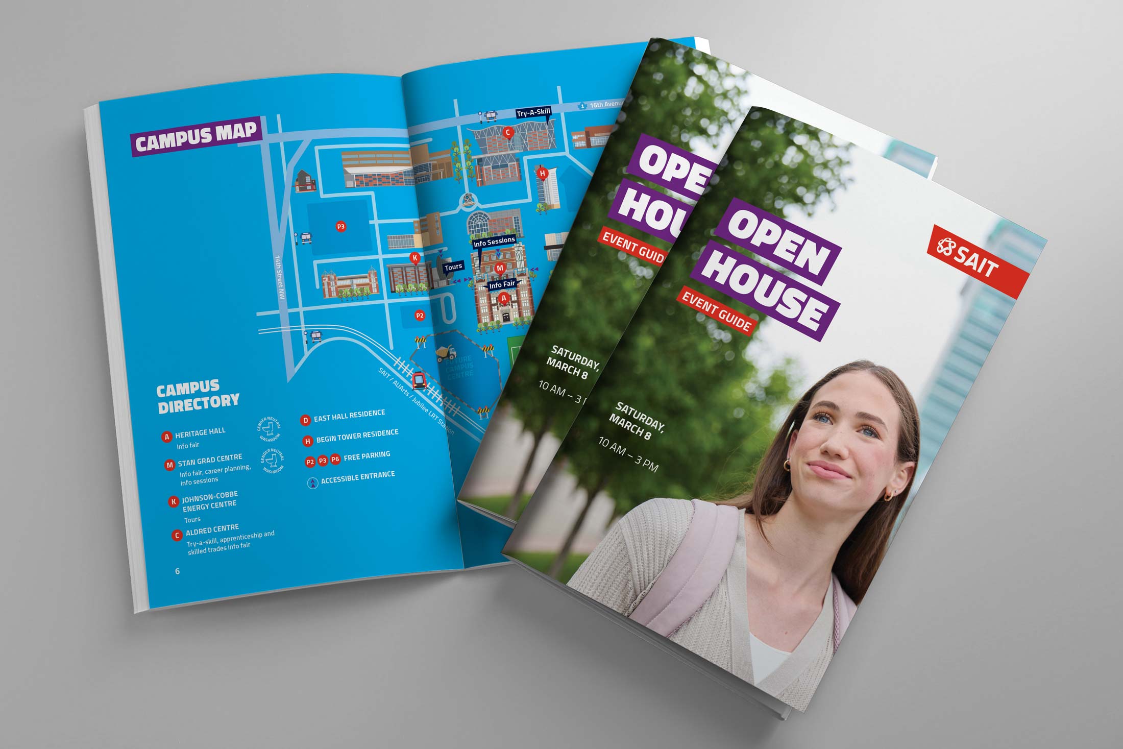 Image of the SAIT Open House Guide, featuring the illustrated campus map.