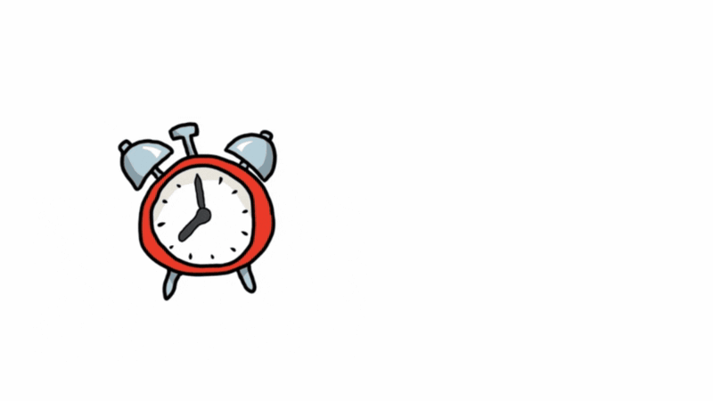 Animation of an alarm clock and the works 'Alarm Clock'